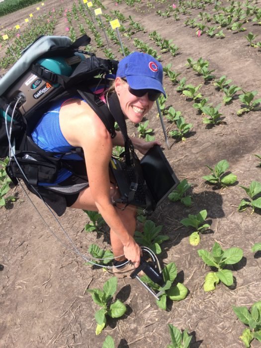 Katherine Meacham collecting data in the field