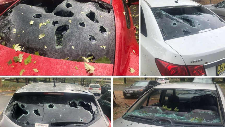 Four cars damaged by hail